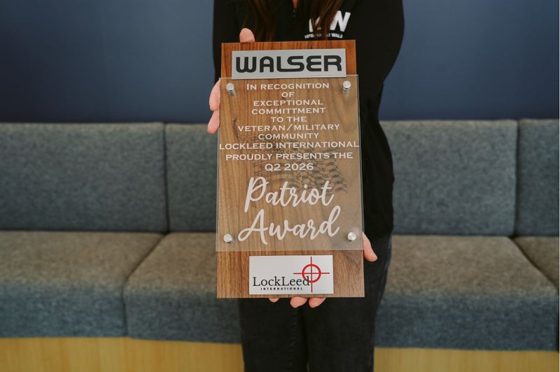 The Q2 2026 Patriot Award plaque presented to Walser